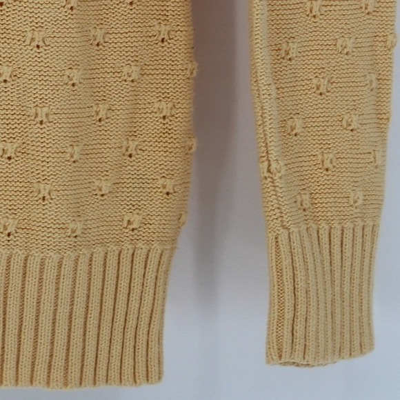 Studio Works $48 Small Golden Yellow‎ Pointelle Knit V-Neck Pullover Sweater - Picture 5 of 11